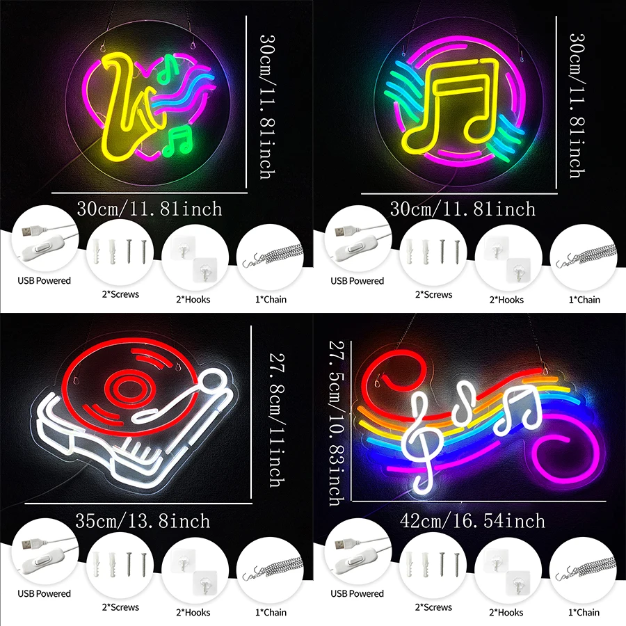 Music Series Neon Sign For Wall Decor,Light Up Sign For Music Room,Recording Studio,Bedroom,Beer Bar,Birthday Gifts For Teens