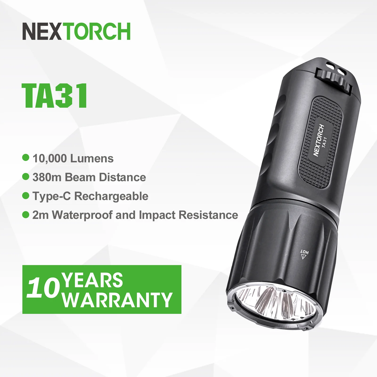 

Nextorch TA31 LED Flashligh,10000 Lumen Ultra Bright Tactical Searchlight,Fast charging,IPX8 2m Waterproof,reddot award winner