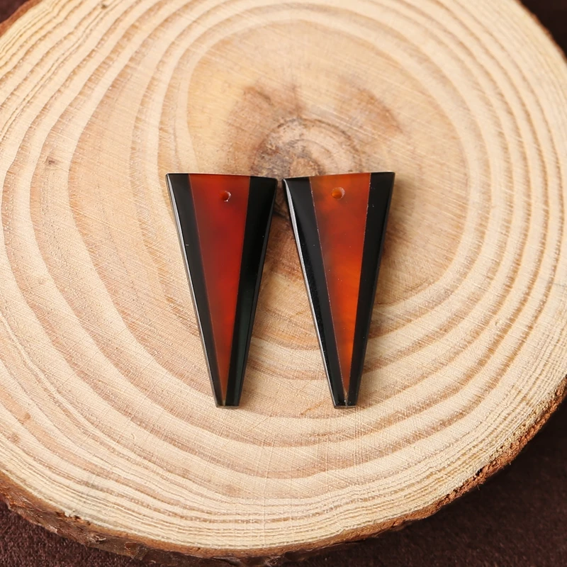 

Натуральный драгоценный камень, красный агат и обсидиан, интарсия, полудрагоценные камни, женские серьги 13x27x3 мм, 2,5 г, ювелирные изделия, подарок