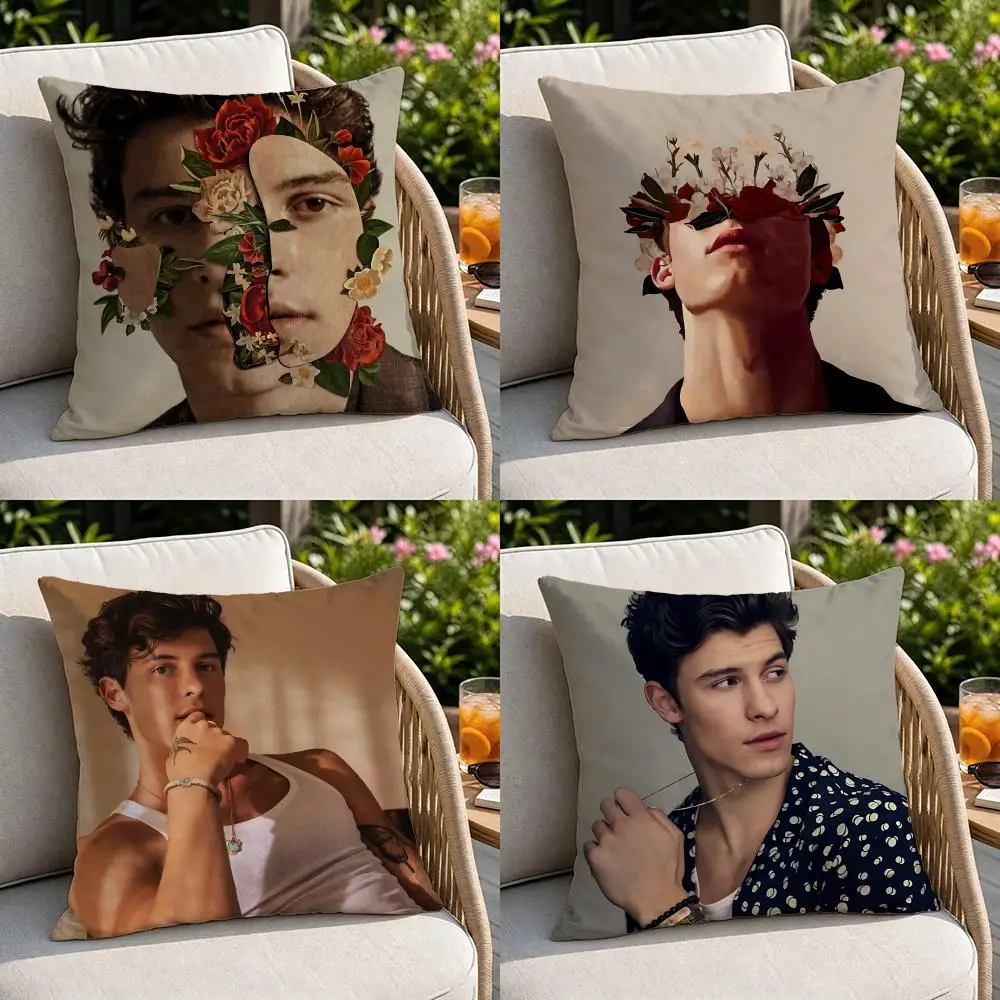 Celebrity-Shawn MendesS Cushion Cover Soft Square Throw Pillow Covers Set for Sofa Bedroom Car Home Decoration