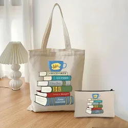 2 sztuk/zestaw Gilmore Girls Luke's Print Tote Bag, torba na ramię o dużej pojemności, damska torebka na co dzień do pracy, szkoły, zakupów