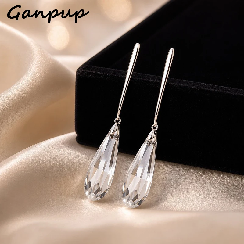 GANPUP Sparkling Teardrop Crystal Drop Earrings For Women Sweet Fashion New Ear Dangle Jewelry Gift Party Daily серьги женс