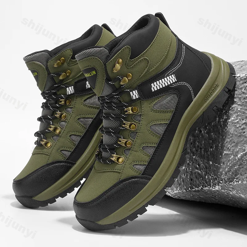 الخريف الرجال في الهواء الطلق حذاء من الجلد 2025 مريحة عدم الانزلاق حذاء كاجوال أحذية بوت قصيرة موضة عالية أعلى حذاء رياضي حجم كبير 39-48 #3