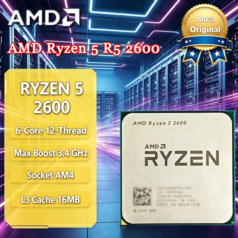 

AMD Ryzen 5 R5 2600 3.4GHz 6-Core 12-Core CPU Processor Socket AM4 CPU Ryzen 5 2600 R5 2600 CPU Without Package