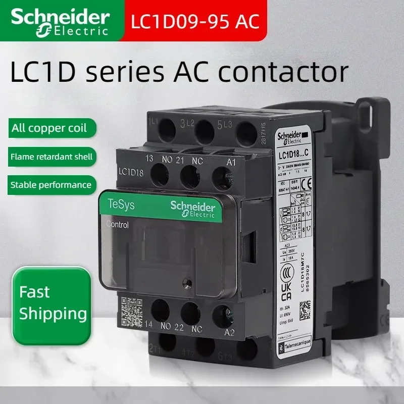 Schneider Electric AC Contactor LC1D09 D12 D18 D25 D32 D38 D40 D50 D65 D80 D95 Three-Phase AC 24V 48V 110V 220V 380V