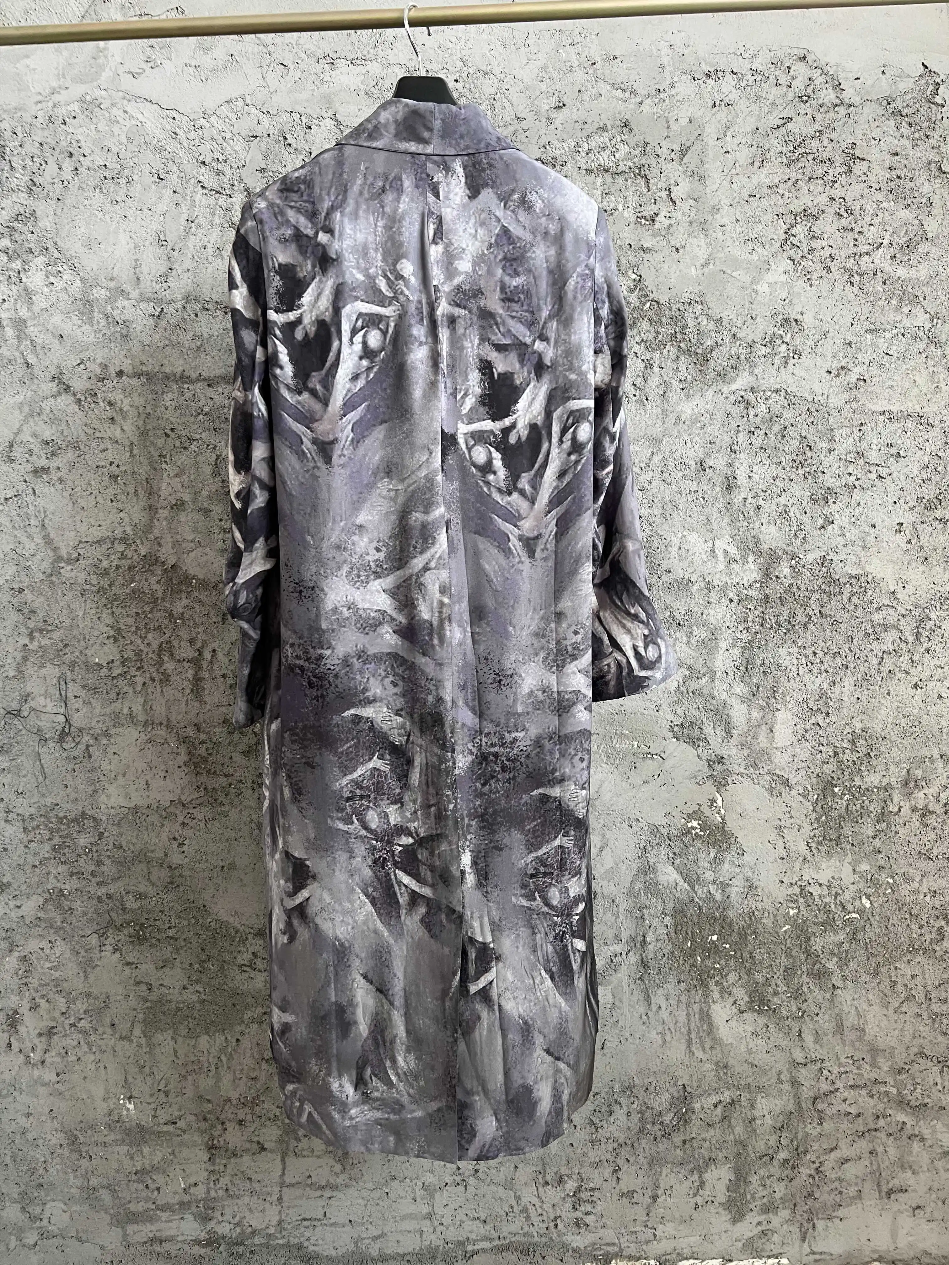 TOP-YAMOTO الأصلي الجحيم طباعة الأخضر الفاكهة طوق سترة حريرية نمط مصمم بأكمام طويلة للرجال #3