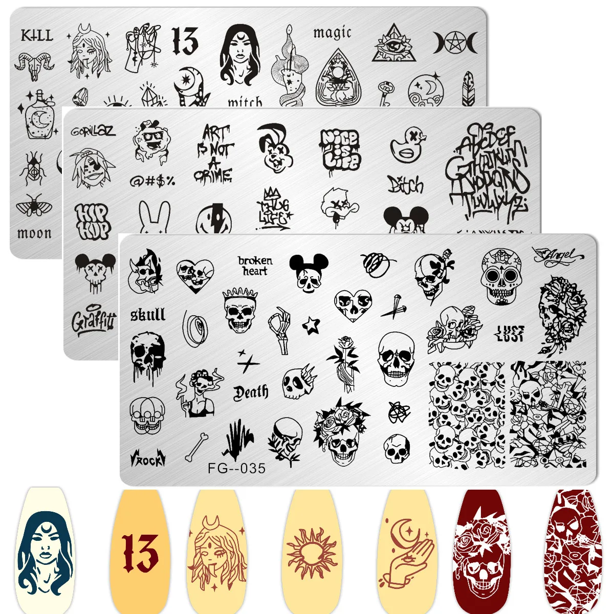 Halloween cartoon character Nail Plate Nail Stamp Image Ghost Face Skeleton Butterfly Nail Template Print Nail Art Template