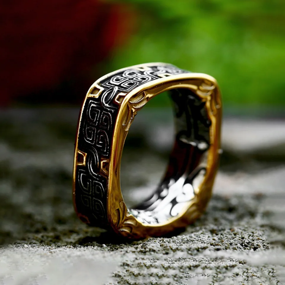 Simple Vintage Viking Runes Rings For Men Women Stainless Steel Punk Biker Floral Pattern Ring Fashion Jewelry Gift Dropshipping