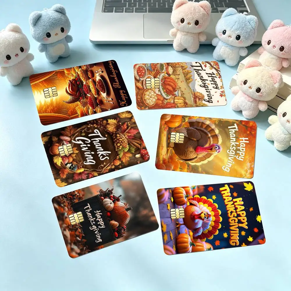 Thanksgiving Day Roast T-Turkey Credit Card HD Stickers Small Chip Waterproof Sticker Game Card Decal Gift