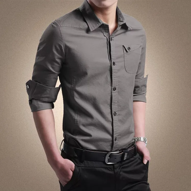 100% Cotton Good Quality Long Sleeve Casual Shirt for Men Spring Fashion Korean Style Slim Fit Outdoor Handsome Streetwear Tops