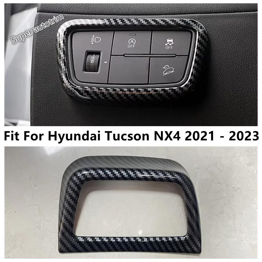 

For Hyundai Tucson NX4 2021 2022 2023 ABS Carbon Fiber Car Head Light Lamp Headlight Adjustment Button Cover Trim Accessories