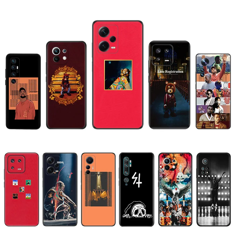 Matte Phone Case for Redmi Note13 Pro 5G 4G Note 12 12c 13c Xiaomi 12X 12T 13 Lite Kanye West Black Soft Cover