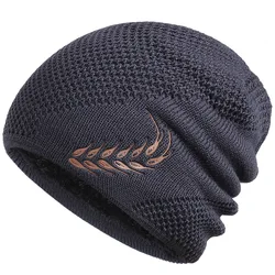 Gorro de malha para homens e mulheres, lã polar grossa térmica, boné de caveira de neve, chapéu de veludo, outono e inverno