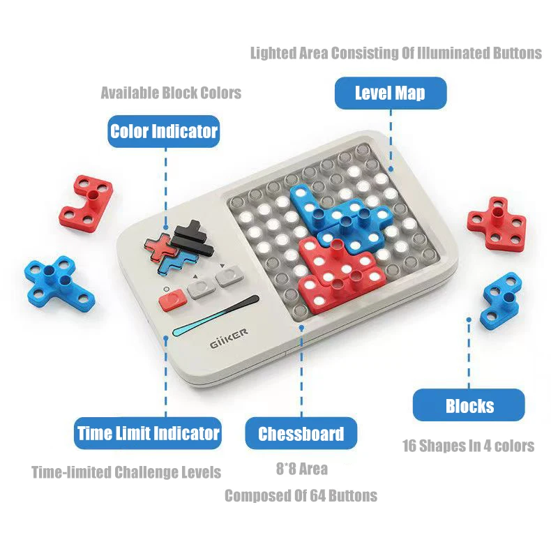 Giiker Super Blocks 1000+Levelled UP Challenges Logic Exercise Board Game Educational Jigsaw For Kids Smart App Intelligent Toy