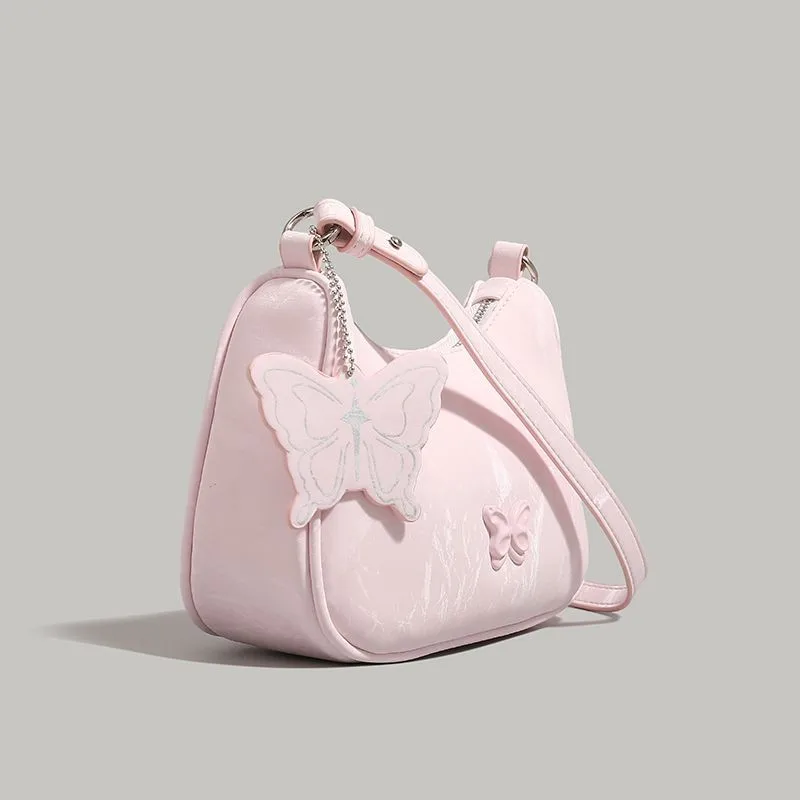 

Sweet Cute Pink Bow Underarm Bag Women 2025 New Minimalist Luxe Dumpling Purse Ladies Premium Texture Shoulder Crossbody Bag Y2K