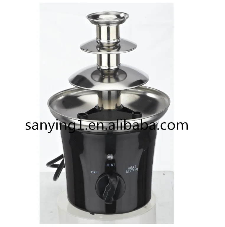 SANYING Household Mini Small Stainless Steel Stand Dual 3 Tiers Electric Hot Chocolate Fondue Fountain Cascade Machine