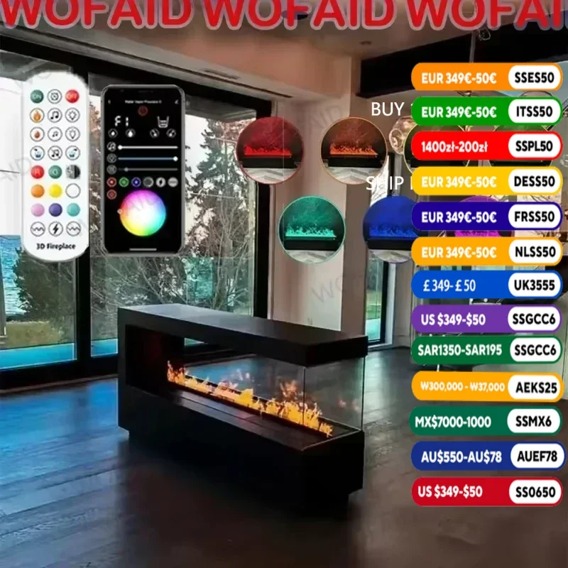 

Upgraded LED Electric Fireplace 128 Color Flames Safe Touch APP Remote Controller Fireplace for Living Room/Office