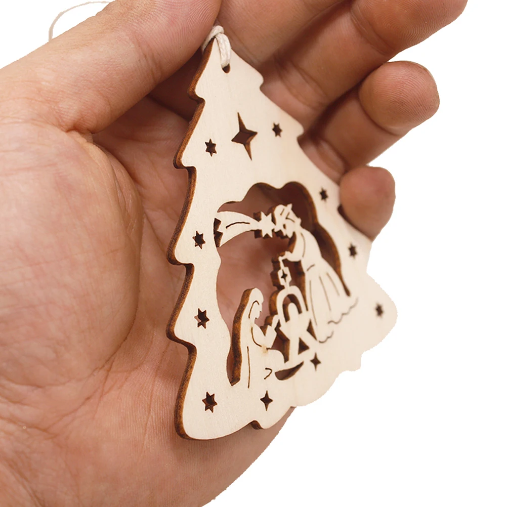 

10Pcs Wooden Christmas Ornaments Snowman Elk Santa Xmas Tree Hanging Decor Home Party Accessories Wooden Hanging Ornament