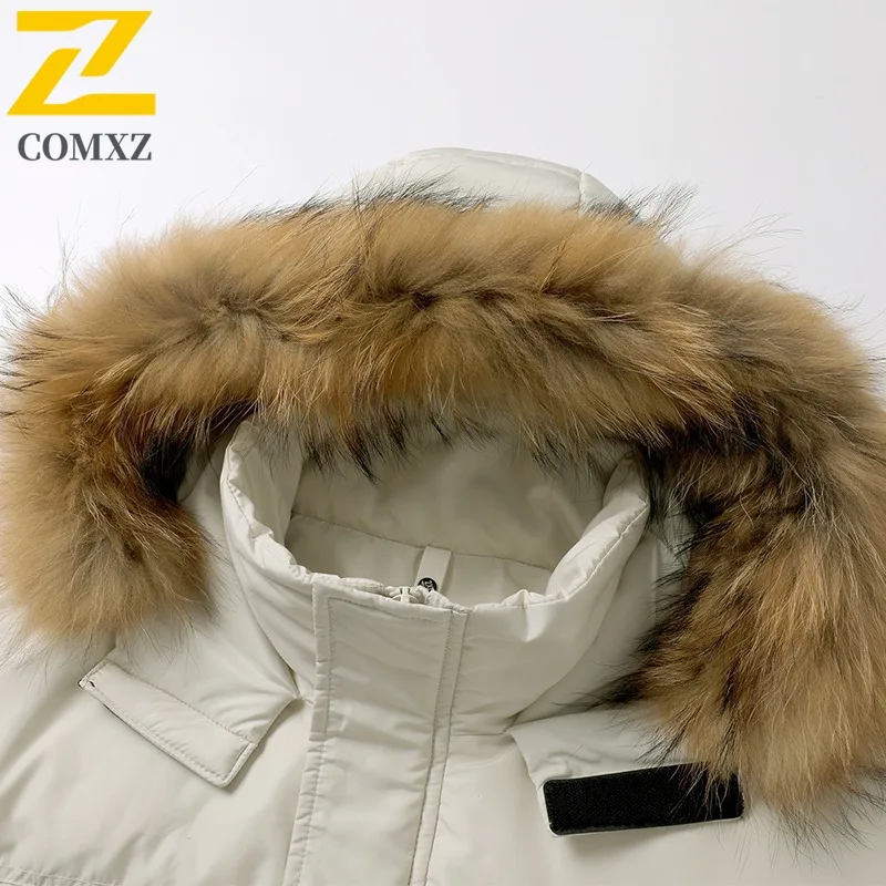 COMXZ Men Winter Padding Chic Hooded Snow Ski Lightweight Fashionable Hiking Puffer Jacket Casual Windproof Travel Parker Coat