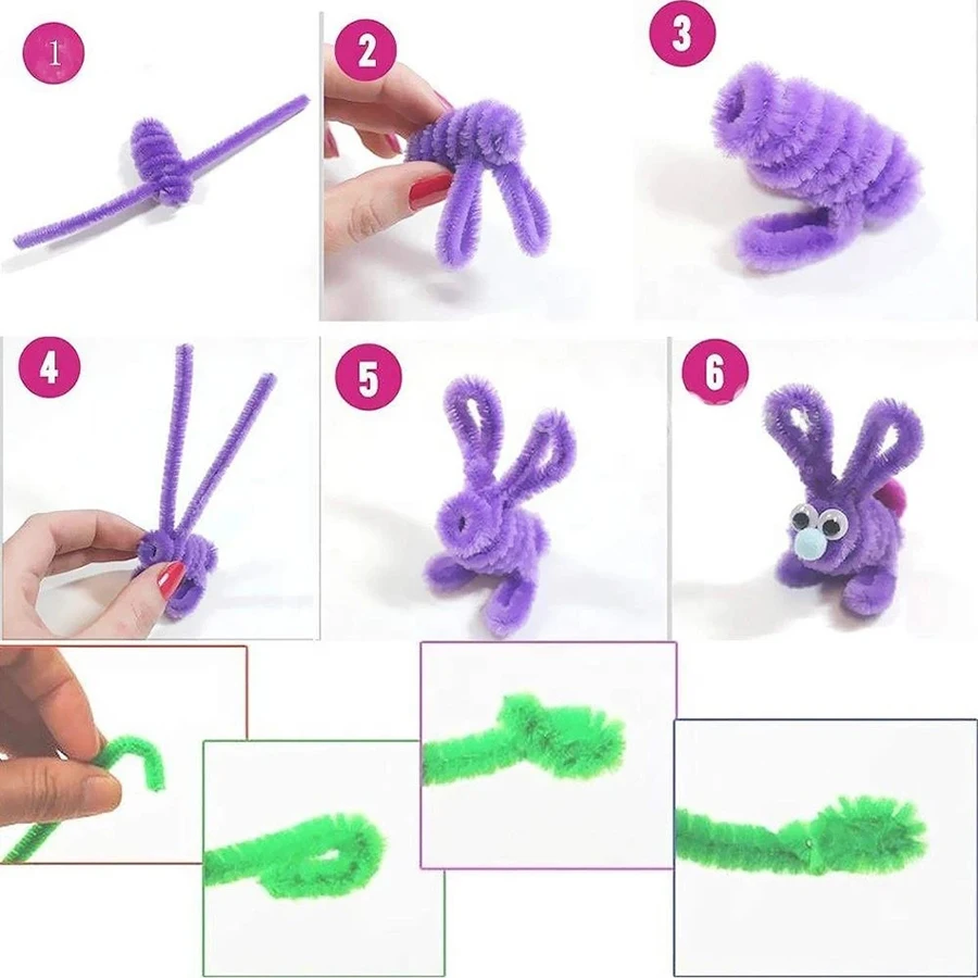 100pcs Chenille Stems Toys DIY Strips Twist Bar anvil Wire craft Pipe Creative hobby Children Plush Stick Chenille Sticks