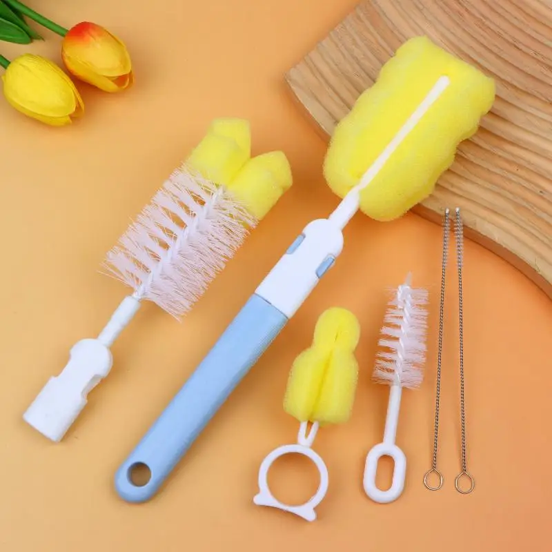 3/4/5/6Pcs Baby Bottle Cleaning Brush Set Handheld Soft Head Sponge Brush For Cleaning Kid Bowls Cups Coffee Mugs Home Cleaner