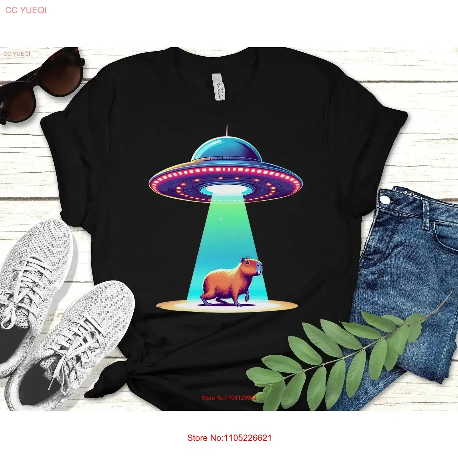 Capybara Alien Abduction T Shirt Cartoon Cute for lovers gifted vintage Washed Casual fashion Soft Stretched Comfortable
