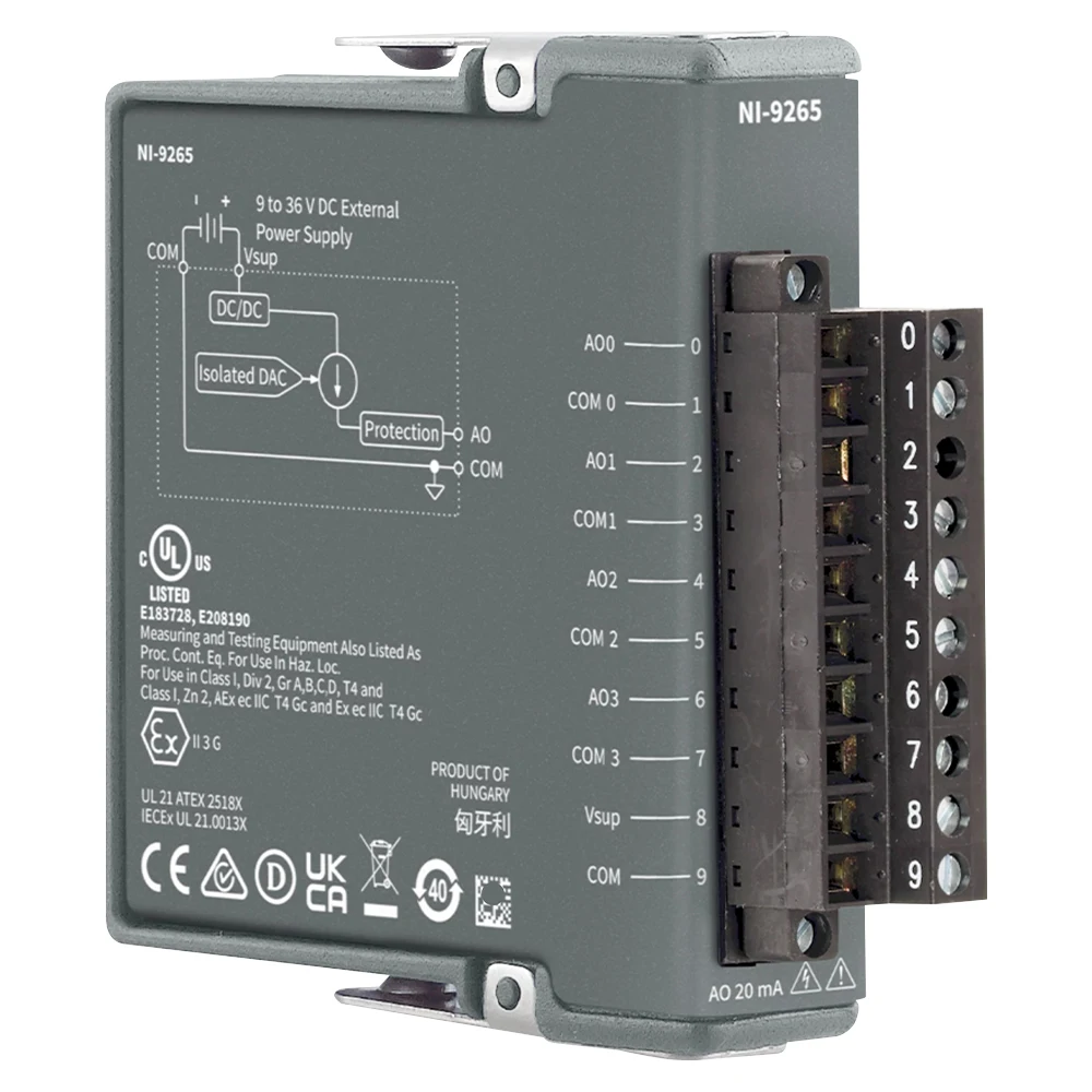 FOR NI-9265 779334-01 4-Channel C Series Current Output Module 100 kS/s/ch 16-bit 0-20 mA Screw Terminal 250 Vrms Isolation