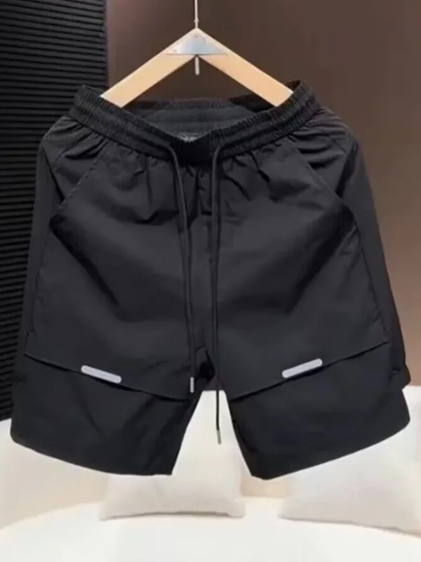 Men's Summer Quick Dry Casual Shorts Breathable Mesh Splice Five-Quarter Length Fashionable Trendy Youth Loose Fit Shorts