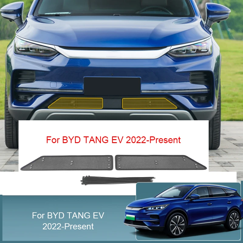 

2pcs Stainless Steel Car Insect Screening Mesh Front Grille Insert Net Styling For BYD TANG EV 2021-2025 External Accessories