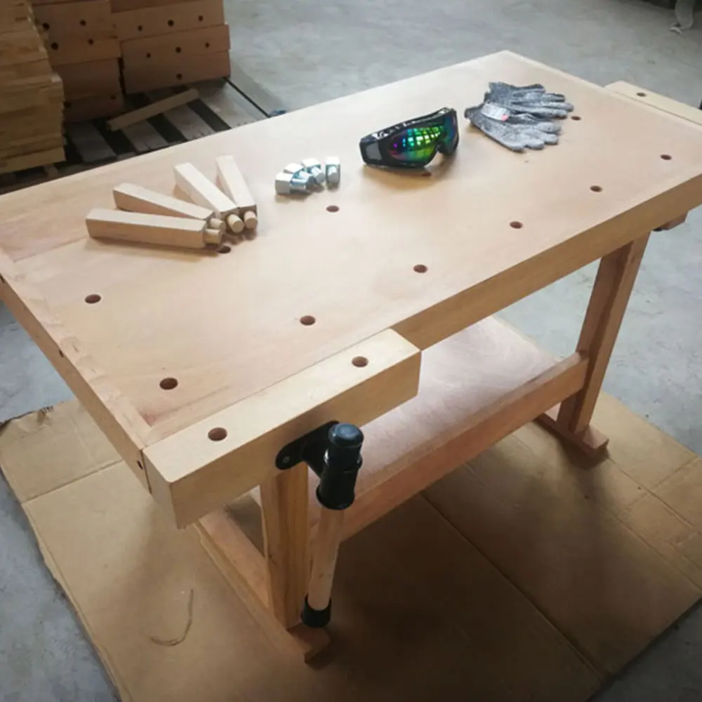 Mesa de trabajo de madera de haya para el hogar, banco de trabajo de 57cm de altura, AT119, 100x50cm