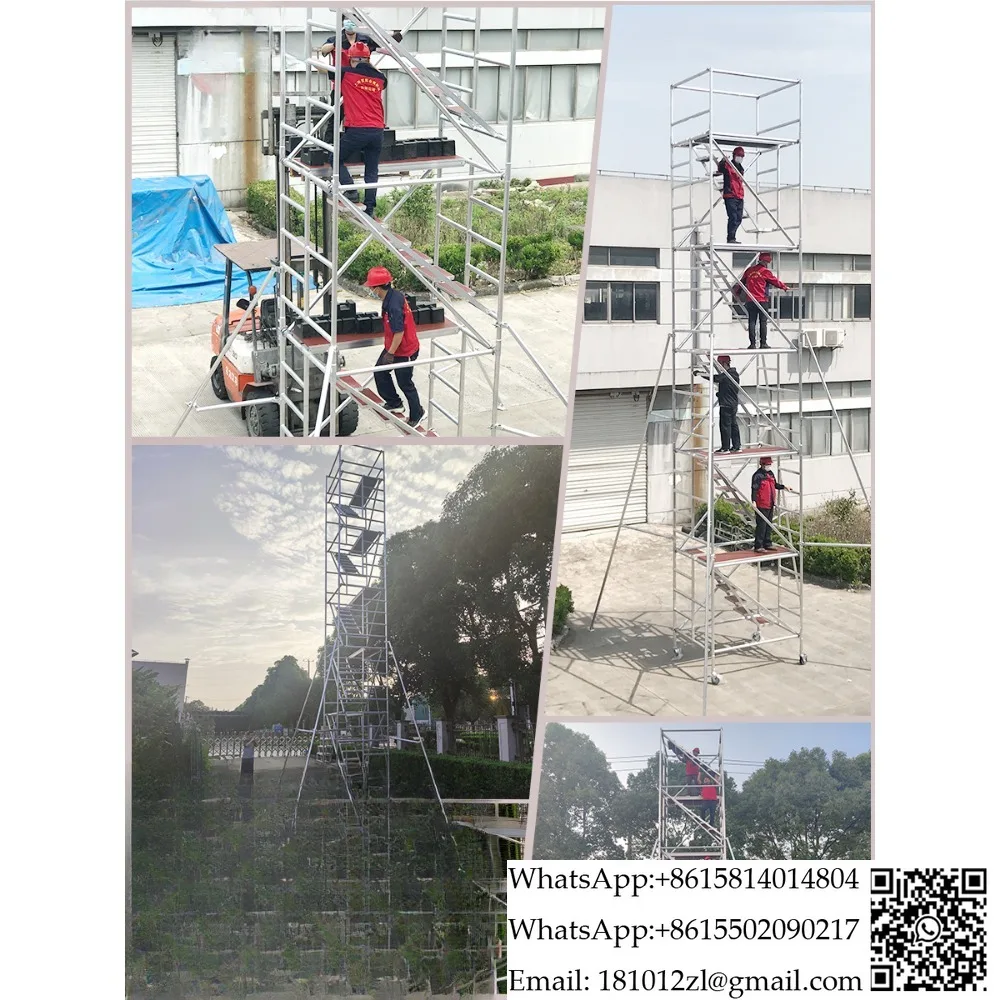 Aluminum alloy scaffolding mobile platform safety ladder construction and decoration construction pulley style 1