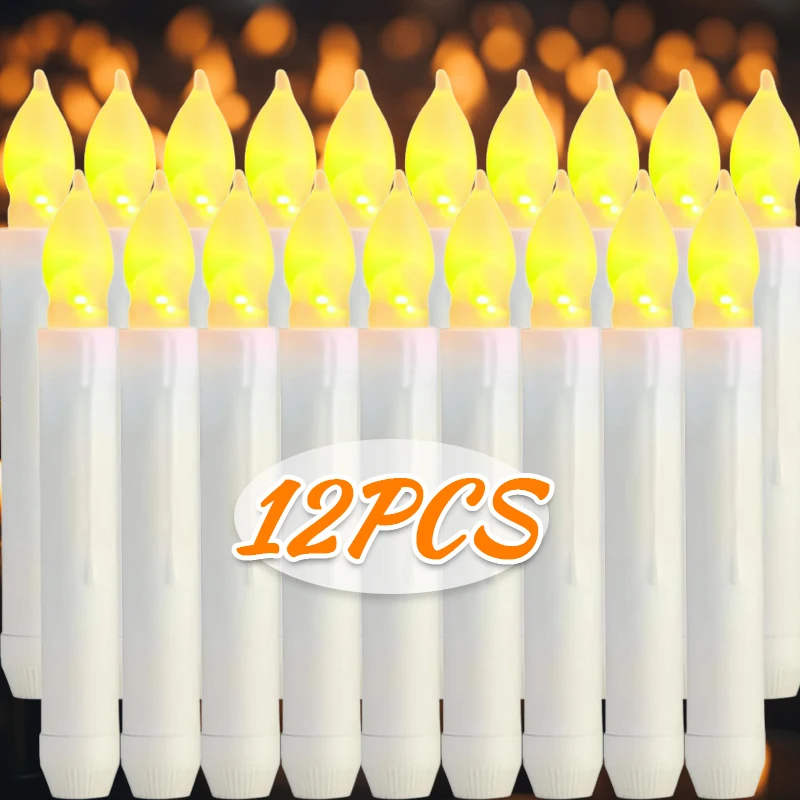 12/1pcs LED Flameless Candles Light Long Battery Operated Electronic Candle Light Wedding Party Valentine's Day Birthday Decor