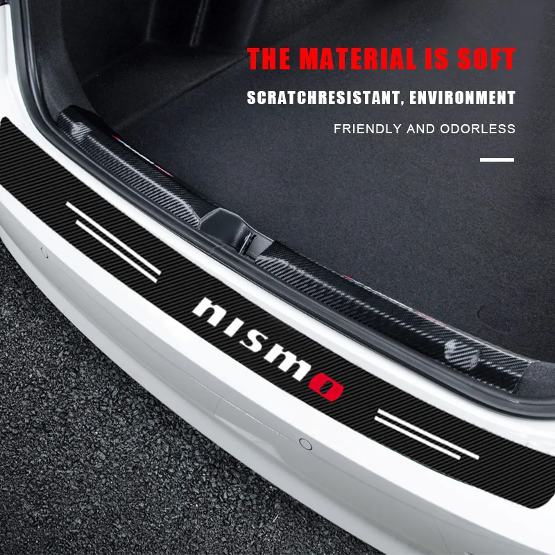 Carbon Fiber Car Rear Bumper Trunk Guard Protected Sticker For Nismo Nissans Tiida Teana Skyline Juke X-trail Almera Qashqai