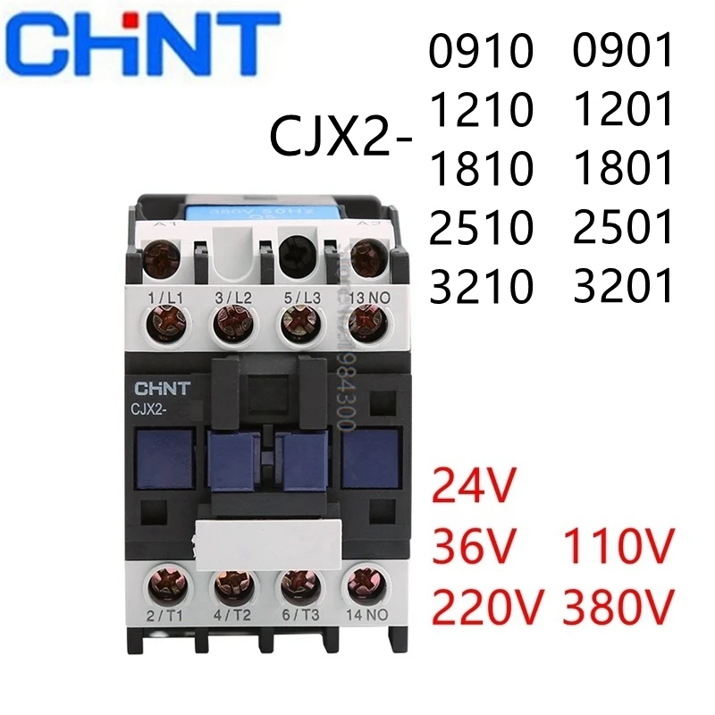 

CHINT CJX2-1210 1810 2510 3210 1201 1801 2501 3201 0910 Din Rail Magnetic AC Contactor Coil Voltage 380V 220V 110V 36V 24V LC1-D