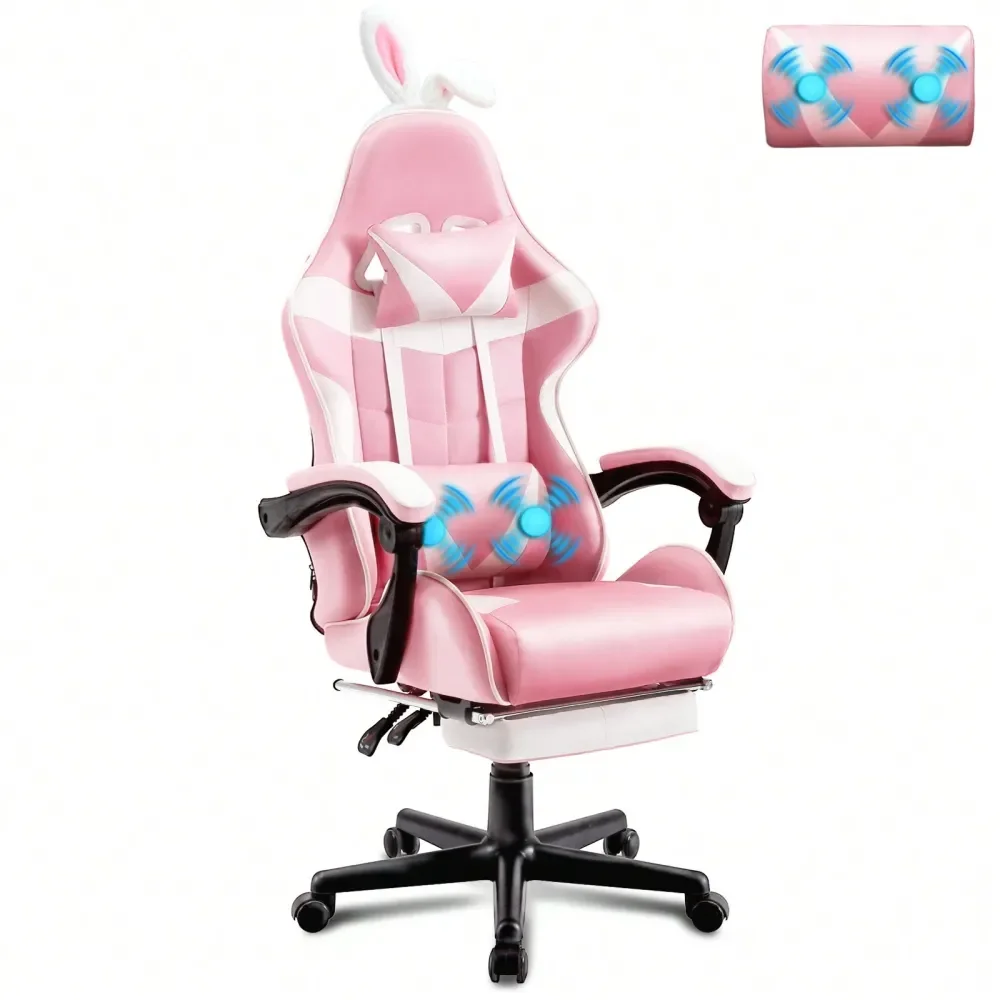 Gaming Chair With Footrest And Lumbar Support, Ergonomic Game Chair Height Adjustable Racing Gaming Chair With Headrest