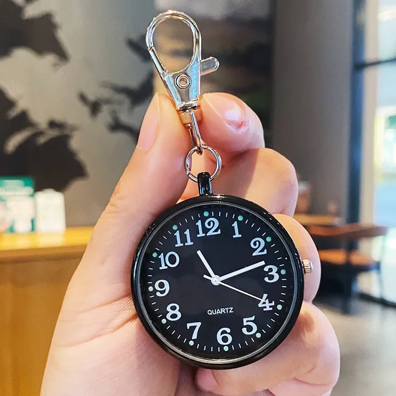 Luminous Quartz Pocket Watches Fashion Nurse Pocket Watch Keychain Clock with Battery Arabic Numerals Dial Reloj De Bolsillo