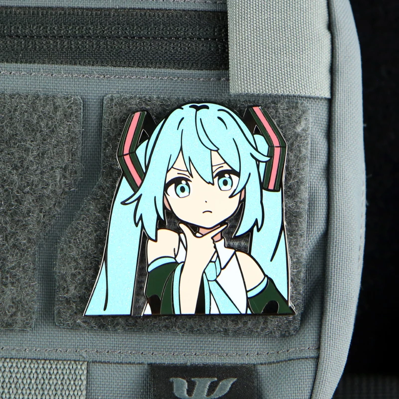 Two-dimensional Metal Patches for Backpack Decoration Cartoon Anime Tactical Badge Cute Girl with Hook