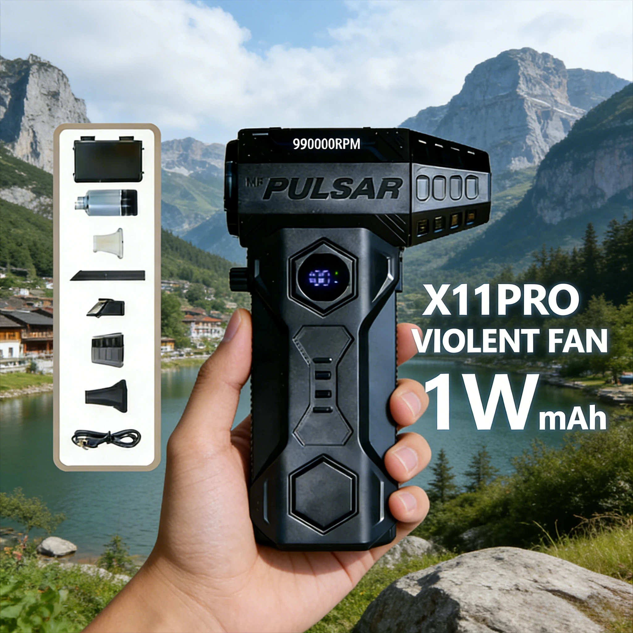 

X11 Pro Brushless Turbo Blower 990000RPM | 10000mAh Rechargeable Mini Jet Vacuum Kit for Car Cleaning