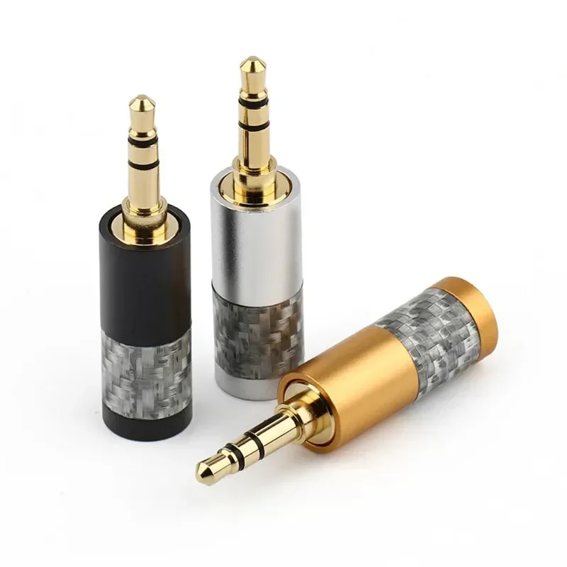 Plug 3.5mm Jack 3 Polo 3.5 Audio Connector Carbon Fiber Shell DIY For Soldering Extension Earphones Cable Consumer Electronics