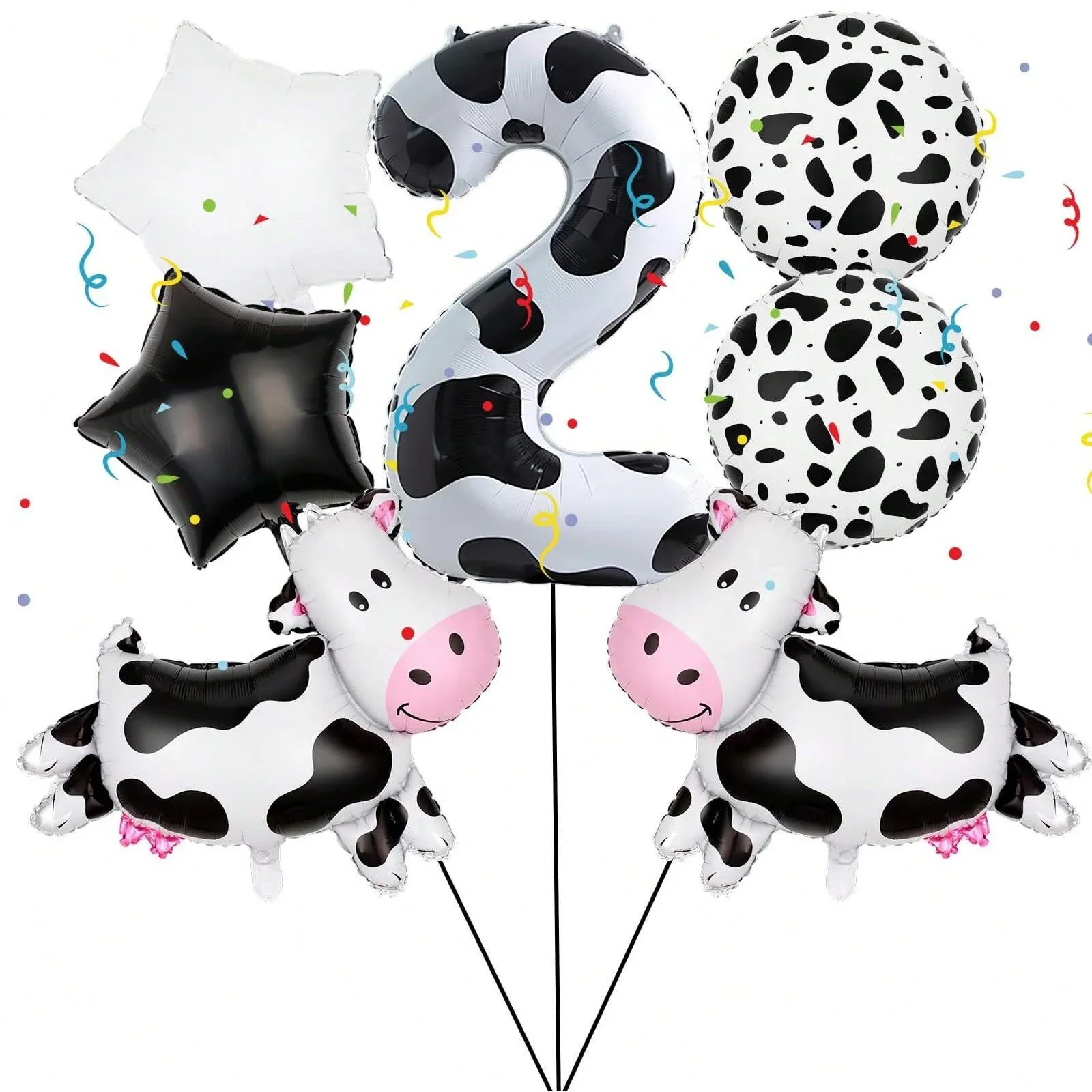 7 stücke Cartoon Große Kuh Ballon 40 zoll Schwarz Weiß Kuh Nummer 0-9 Ballon Set kinder Geburtstag Bauernhof tier Party Ballon Dekoration