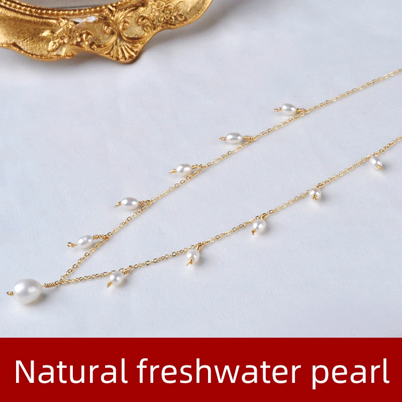 ZHIXI Natural Freshwater Pearl  Necklace Fine Jewelry Near Round Shape Choker 14K Gold Filled Wedding Gift For Bride x1009