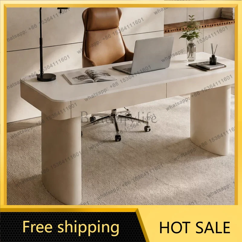 PG Cream Wind Computer Desk Household Slate Study Desk Workbench