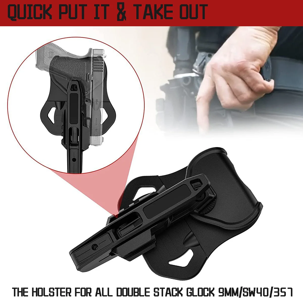 Funda pistolera táctica oculta riel Picatinny Glock 9mm - imagen 3