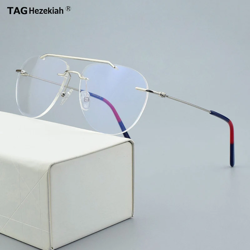 

TAG Hezekiah Retro Eyewear Rimless optical glasses frame men 03980 Brand eyeglasses frames Myopia computer Ultralight spectacles