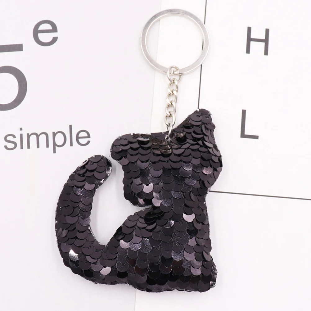

24Pcs Sequins Cat Keychain Cute Colorful Keyring for Bag Purse Backpack Decoration Party Favor Gift Sequin Cat Keychain