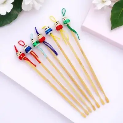 12Pcs Wooden Cartoon Ear Scoop Ear Cleaning Tools Adorable Hanging Wax Removers Practical Keychain Decor Wooden Wax Cleaner