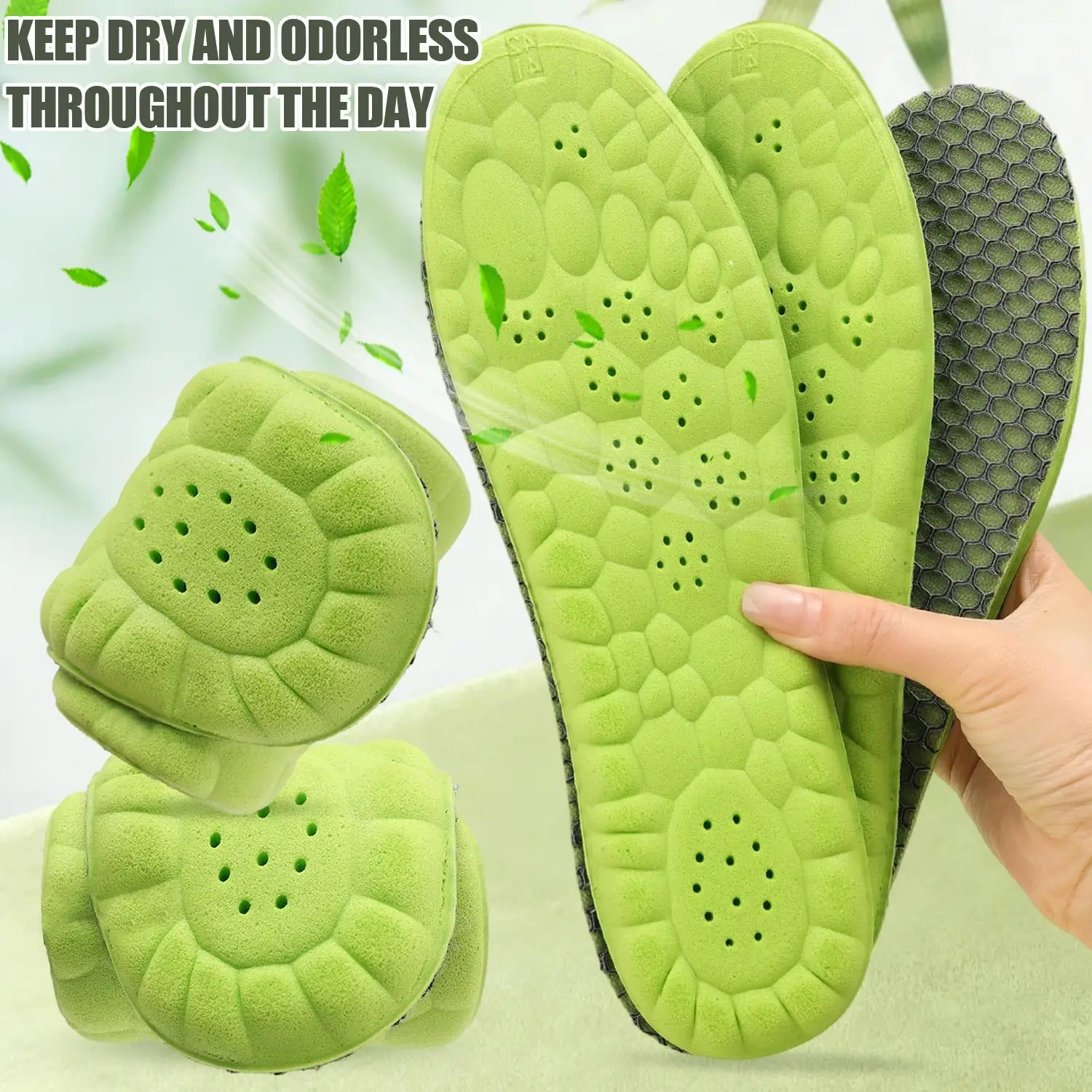 1/5Pairs Height Increase Insoles Breathable Anti-Odor Insole Shock Absorbing Shoe Sole Soft Comfortable Sports Insole Air Insole