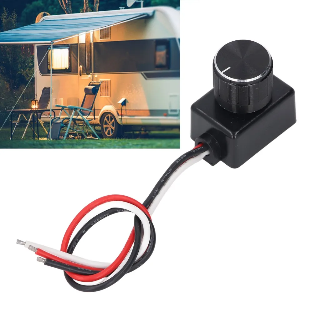 Durable 12-24V DC LED Dimmer Switch ABS Aluminum Alloy PWM Dimming DC Dimmer Switch Rotary Dimming Switch Truck Lighting