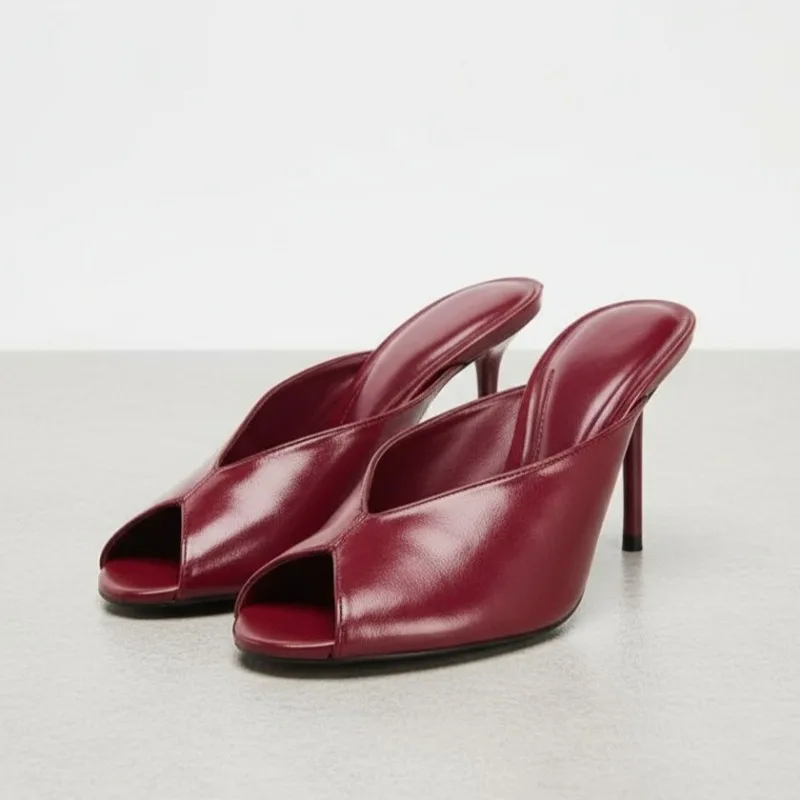 

Женские красные босоножки на высоком каблуке с открытым носком, туфли на шпильке с открытой пяткой, вечерние туфли, свадебные вечерние босоножки с ремешком на щиколотке