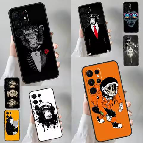 Cartoon Monkey Case For Samsung Galaxy S23 S22 S21 Note 20 Ultra S8 S9 S10 Note 10 Plus S20 FE Back Cover